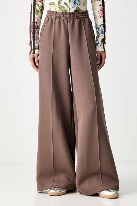 adidas Originals tepláky dámské s bavlnou Spacer hnědé high waist KZ2199
