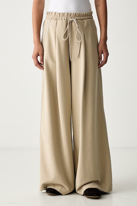 adidas Originals spodnie dresowe damskie z lyocellem beżowe high waist KY9236