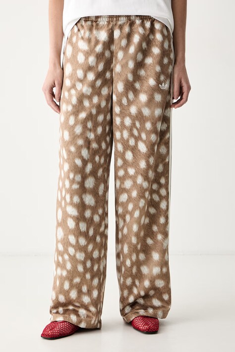 adidas Originals spodnie dresowe damskie Firebird brązowe high waist KT2144