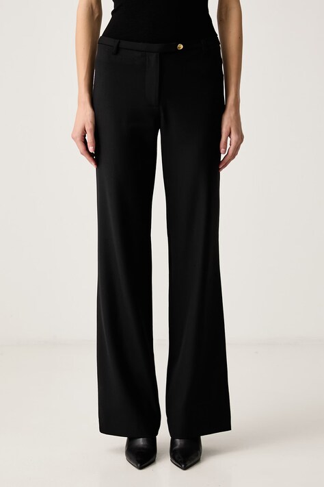 Sessun Spodnie damskie z lnem ELSKE czarne high waist 26107008