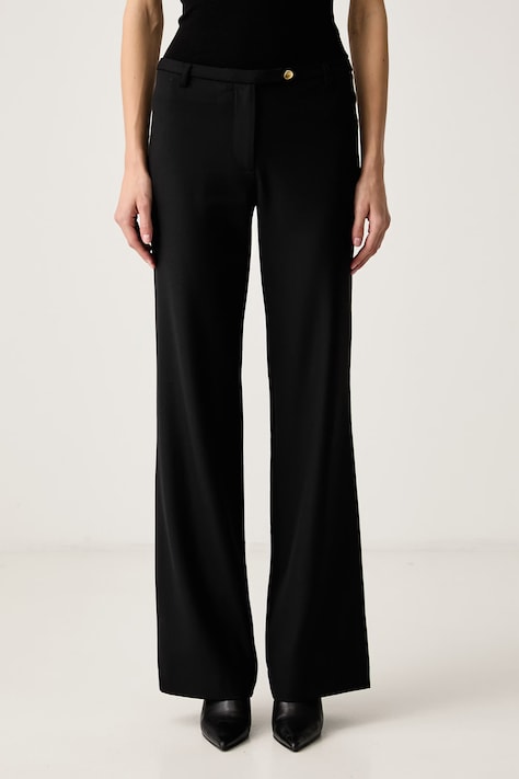 Sessun Spodnie damskie z lnem ELSKE czarne high waist 26107008