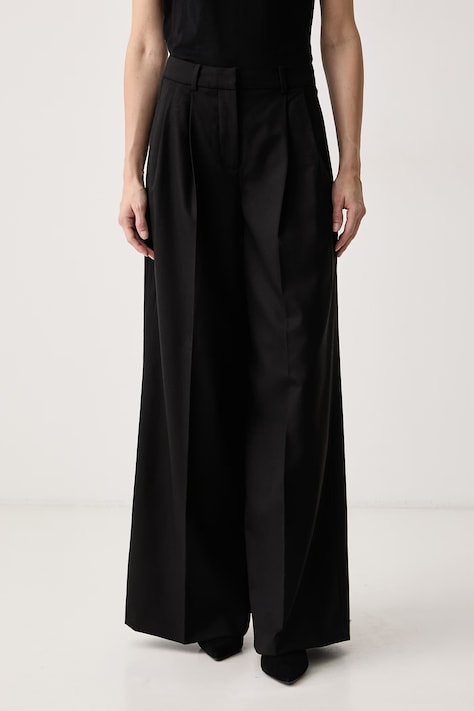 Guess Pantaloni pentru femei cu lână x LEONIE HANNE negri high waist W6BB40 W5204