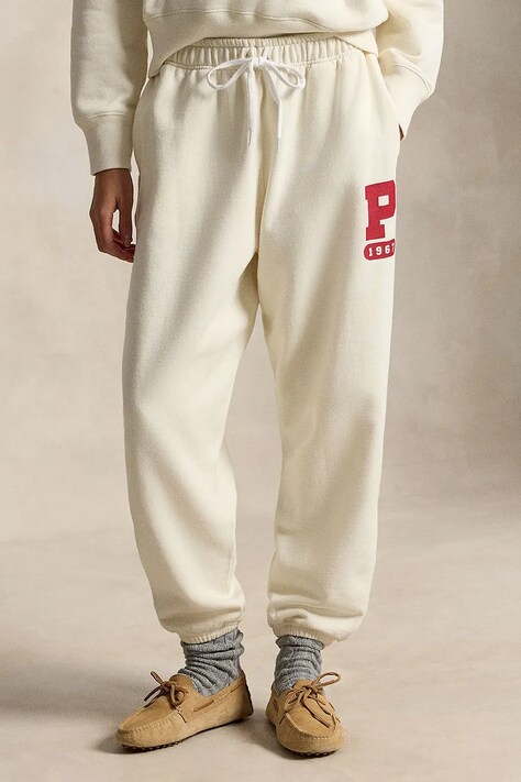 Polo Ralph Lauren spodnie dresowe damskie z bawełną beżowe regular waist 211B17560