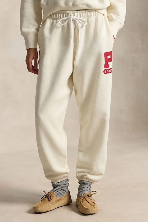 Polo Ralph Lauren spodnie dresowe damskie z bawełną beżowe regular waist 211B17560