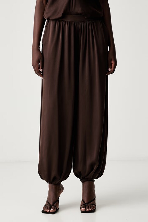 Bardot spodnie parachute damskie NIKOLA brązowe high waist 60487PB
