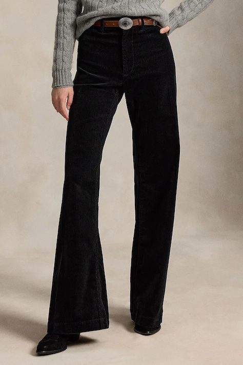 Polo Ralph Lauren Брюки flare женские хлопковые чёрные high waist 211B17556