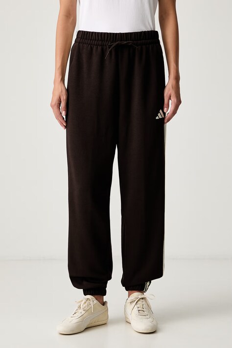 adidas spodnie dresowe damskie z bawełną Essentials brązowe regular waist KX0789