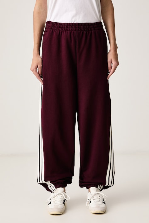 adidas Teplákové nohavice dámske bavlnené burgundské high waist KV9900