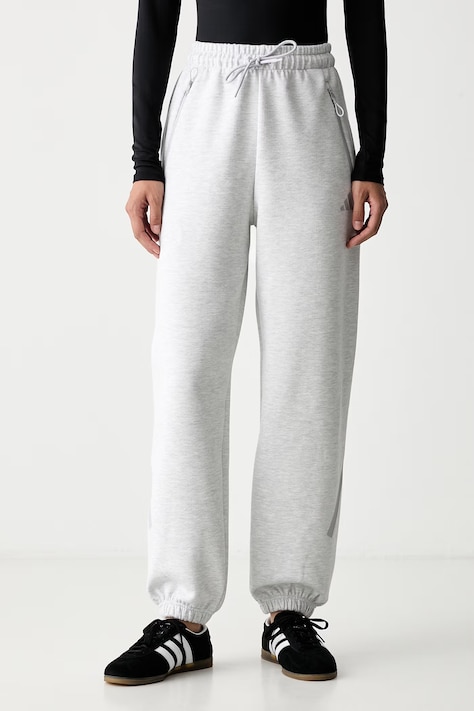 adidas spodnie dresowe damskie z bawełną Z.N.E szare high waist KF6339