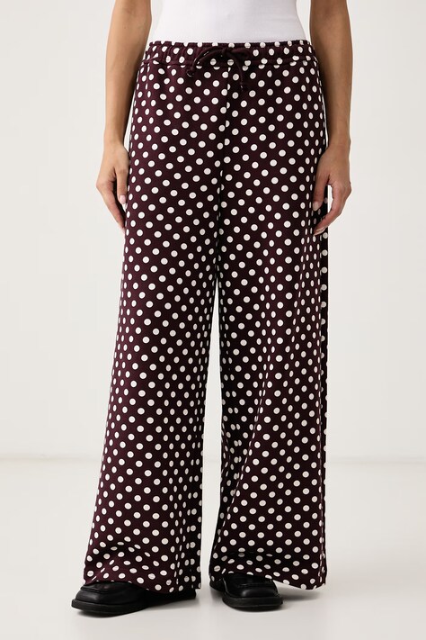 Marimekko Spodnie dresowe damskie bawełniane bordowe high waist 096215