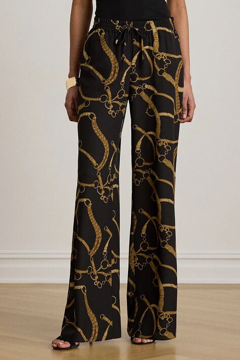 Lauren Ralph Lauren spodnie wide leg damskie czarne high waist 200P14014