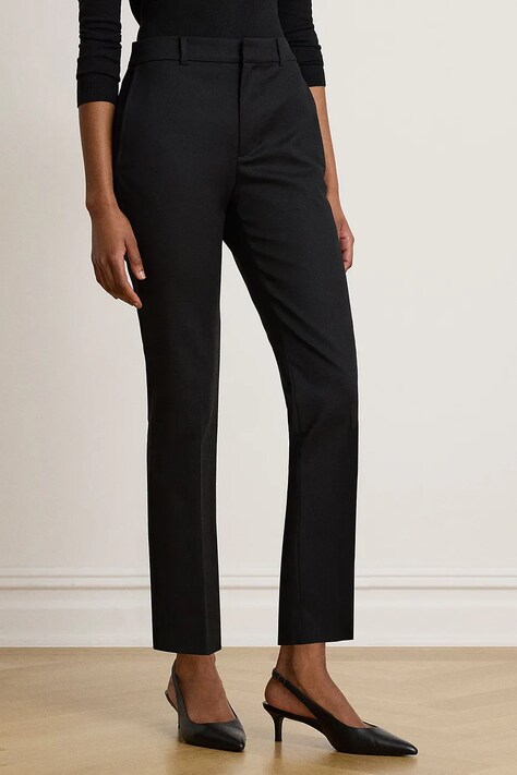 Lauren Ralph Lauren spodnie slim fit damskie bawełniane z elastanem czarne high waist 200P14610