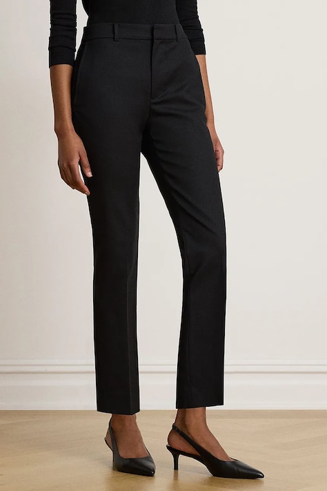 Lauren Ralph Lauren spodnie slim fit damskie bawełniane z elastanem czarne high waist 200P14610