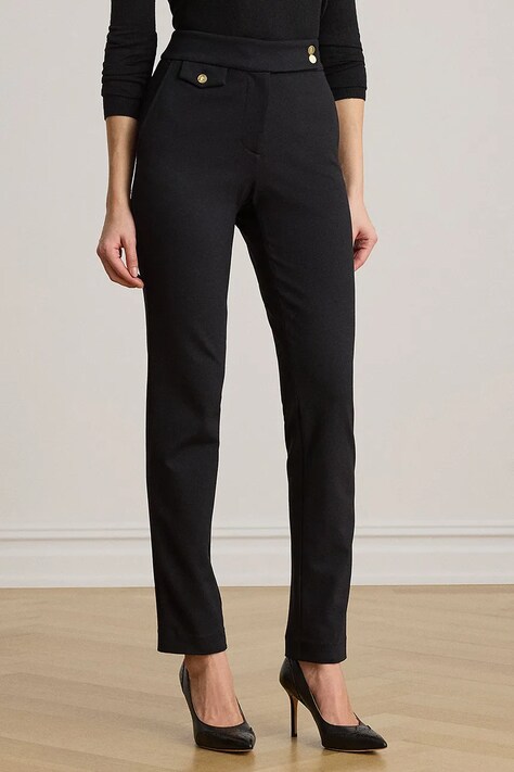 Lauren Ralph Lauren spodnie slim fit damskie z wiskozą czarne regular waist 200B22288