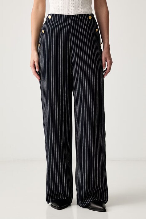 Tommy Hilfiger rovné kalhoty dámské s lyocellem námořnické modré high waist WW0WW51093