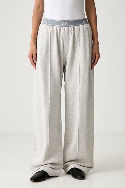 Kenzo spodnie dresowe damskie bawełniane szare high waist FG62PA5504MQ