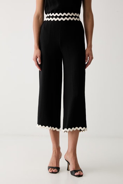 Morgan spodnie culottes damskie z wiskozą POPA czarne high waist POPA