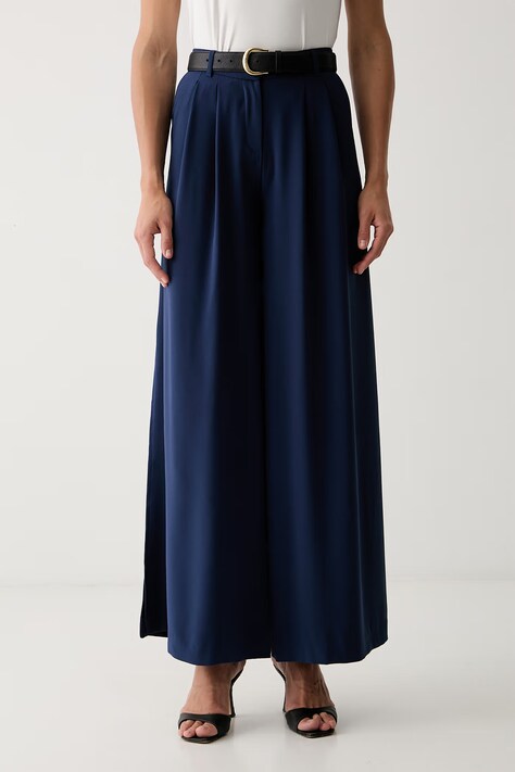Morgan spodnie damskie POMA.F granatowe high waist POMA.F