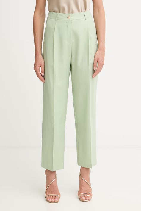 Morgan spodnie chinos damskie z lyocellem PMEDI.F zielone high waist PMEDI.F