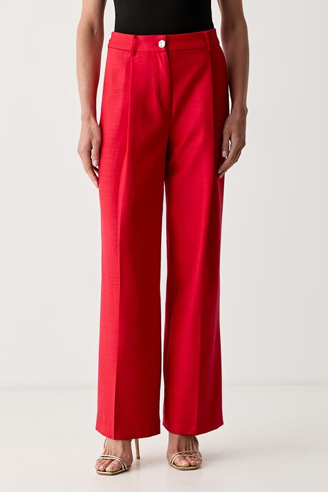 Morgan spodnie straight damskie PAGMA czerwone high waist PAGMA