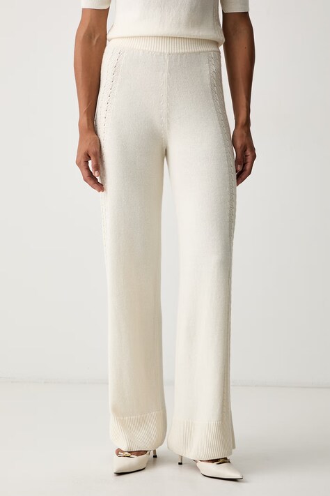 Ermanno Scervino LIFE spodnie dresowe damskie z wełną beżowe high waist D494P501DYI