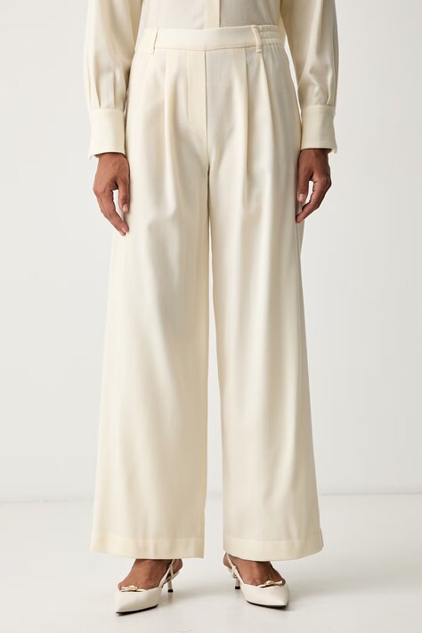 Ermanno Scervino LIFE spodnie damskie wełniane beżowe high waist D494P611YBM