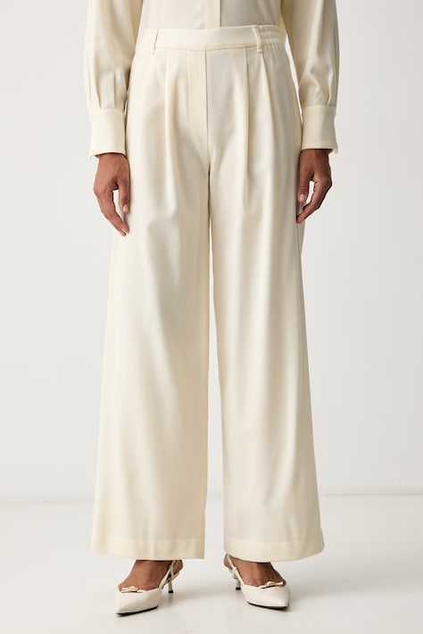 Ermanno Scervino LIFE spodnie damskie wełniane beżowe high waist D494P611YBM