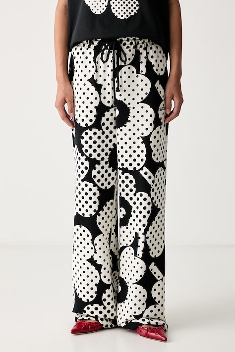 Marimekko παντελόνι επίσημο γυναικείο βαμβακερό μαύρο ψηλή 095886