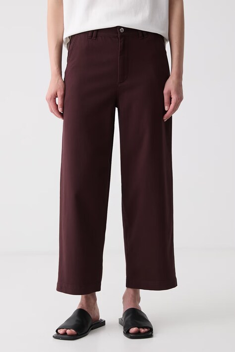 Marc O'Polo spodnie damskie z bawełną bordowe high waist 5000012165