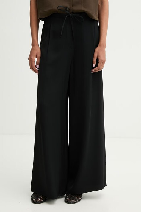 Marc O'Polo spodnie wide leg damskie z wiskozy czarne high waist 5000014351