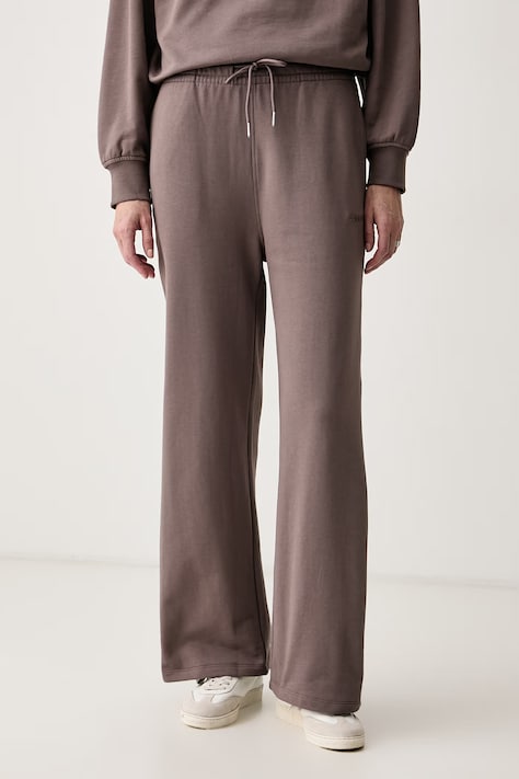 Calvin Klein Spodnie dresowe damskie bawełniane brązowe high waist LV044G248G