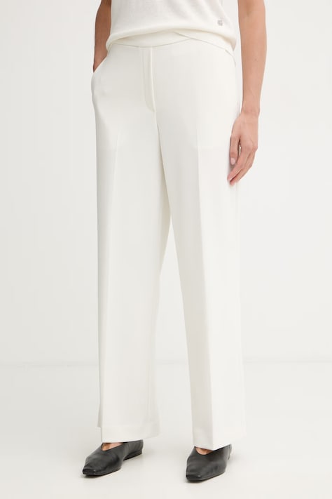 Calvin Klein spodnie straight damskie beżowe high waist LV044F648G