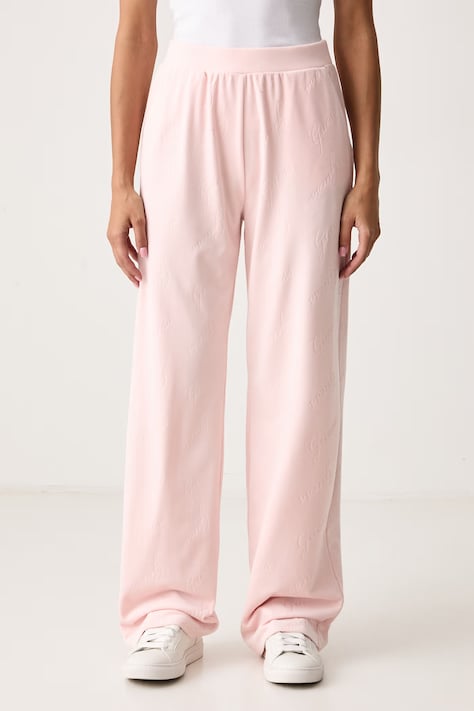 Guess Pantaloni de trening pentru femei din velur LOREN roz high waist O6BB07 K5063