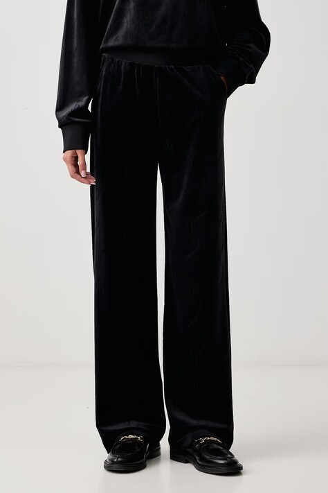 Guess Spodnie dresowe damskie welurowe LOREN czarne high waist O6BB07 K5063