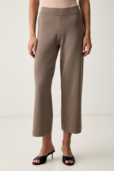 BOSS spodnie damskie z wiskozą Fiorenzi brązowe high waist 50563348