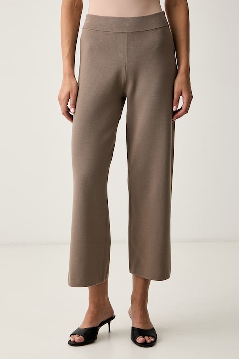 BOSS spodnie damskie z wiskozą Fiorenzi brązowe high waist 50563348
