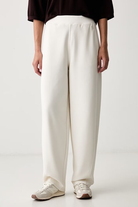 BOSS tepláky dámské s bavlnou Essuge béžové high waist 50566342