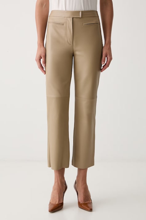 BOSS nohavice dámske kožené Simary béžové regular waist 50562751