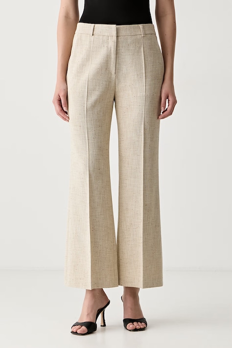 BOSS spodnie damskie z wiskozą Talia-Crop beżowe high waist 50565073