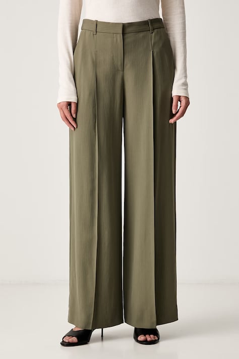 BOSS pantaloni pentru femei cu vâscoză Tiana17 multicolor high waist 50564491