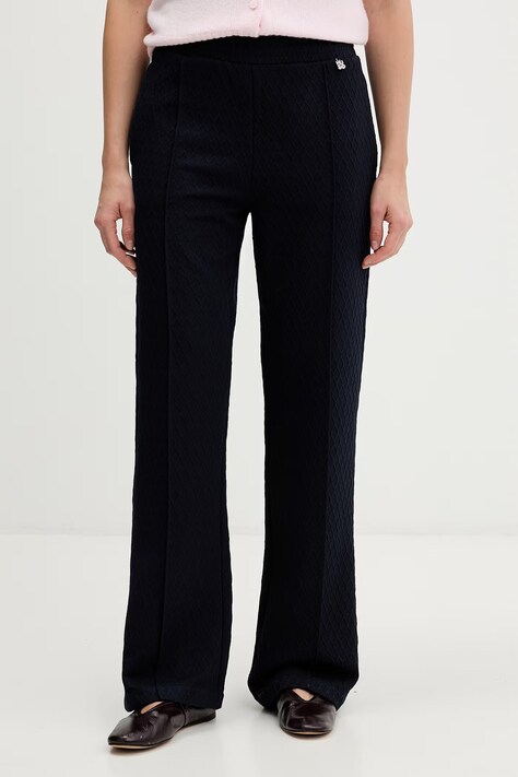 HUGO spodnie dresowe damskie z wiskozą Nadrid granatowe high waist 50563141