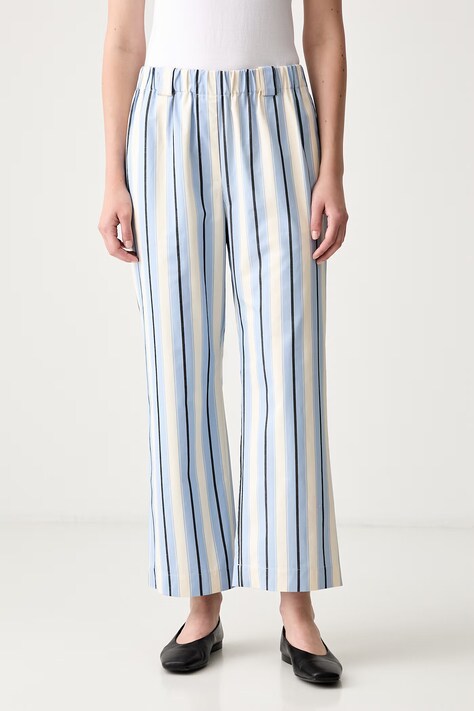 Stine Goya spodnie straight damskie bawełniane niebieskie high waist SG-PF26-P183-2529