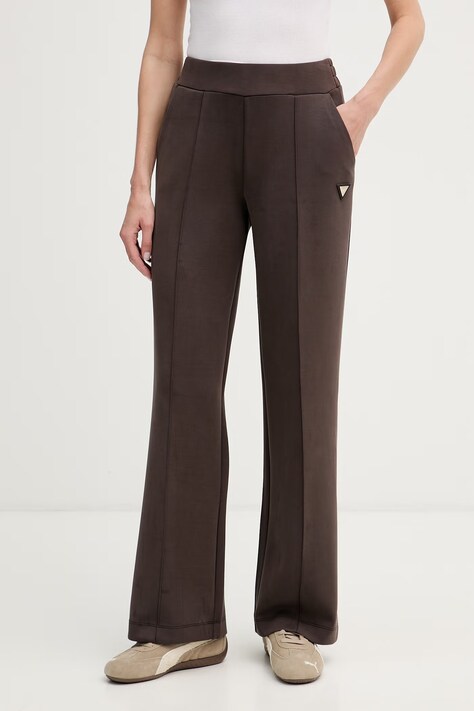 Guess спортивные штаны женские с модалом OLYMPE коричневые high waist V6YB18 K4315
