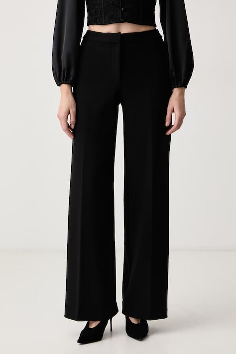 Marciano by Guess Nohavice wide leg dámske VIOLA čierne high waist G6BB06 K6462