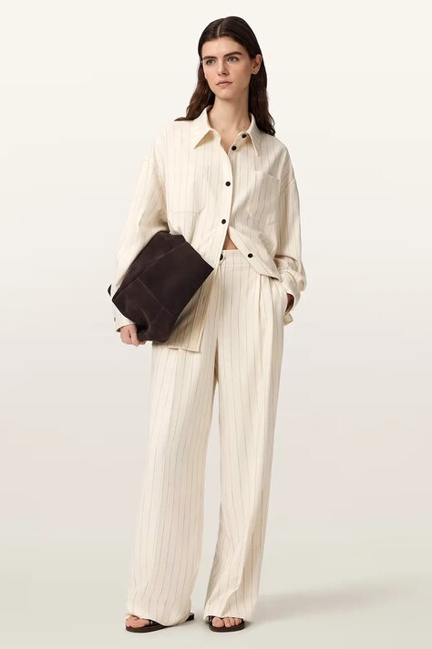AllSaints штани wide leg жіночі з віскози OLGA — AW26-SPDZZK, білий — фото 3