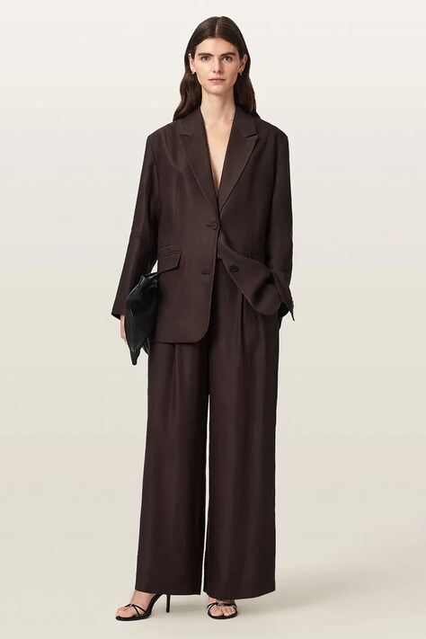 AllSaints Pantaloni wide leg pentru femei cu in CHARLEY maro regular waist W050QE