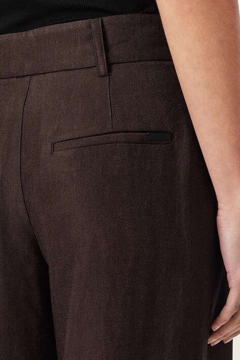 AllSaints Wide leg hlače za žene s lanom CHARLEY smeđe spušteni struk W050QE