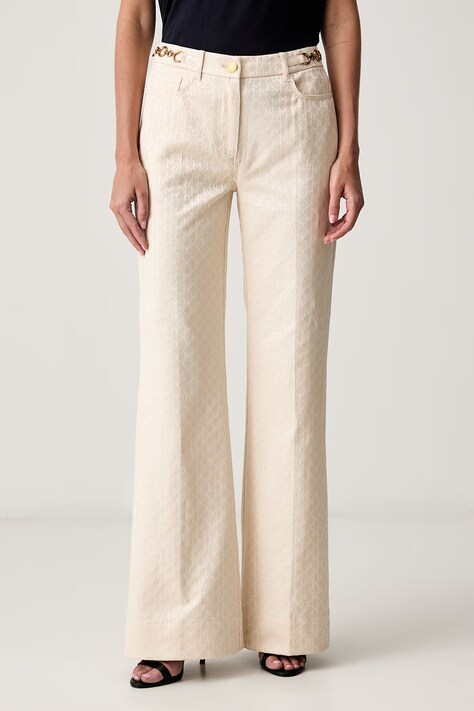 Marciano by Guess spodnie damskie z bawełną MILAD PALAZZO beżowe high waist G6YB17 W3245
