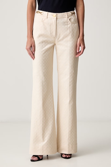 Marciano by Guess spodnie damskie z bawełną MILAD PALAZZO beżowe high waist G6YB17 W3245