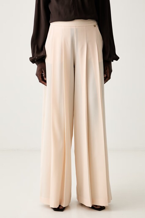 Marciano by Guess wide leg hlače za žene KAMILA bež srednje visoki struk G6YB12 W3205